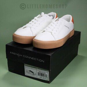 NEW!  French Connection Becka Sneakers in White, Orange, Size 6.5